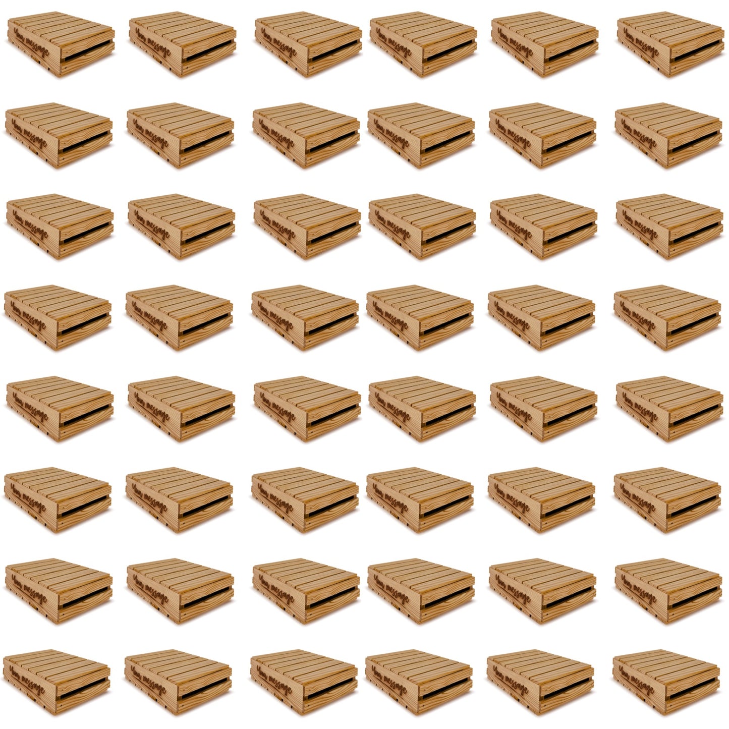 48 Small wooden crates with lid and your custom message 9x14x3.5