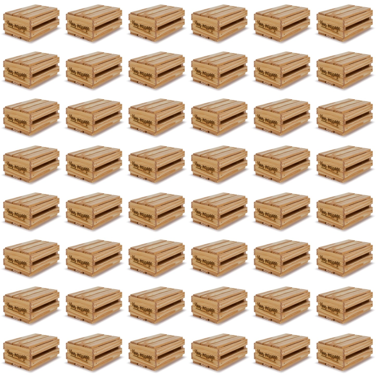 48 Small wooden crates with lid and your custom message 8x6x3.5