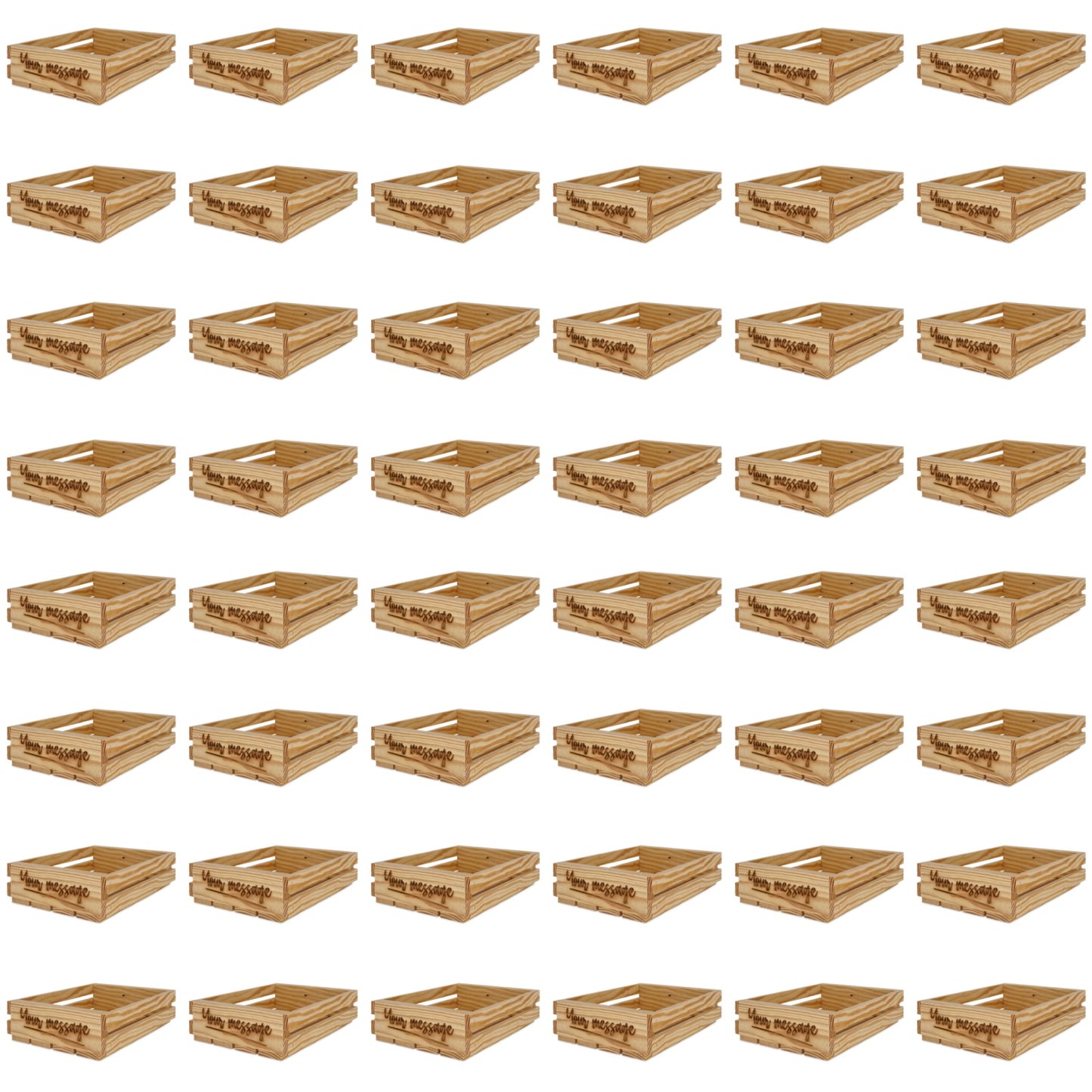 48 Small wooden crates with your message 10x8x2.5
