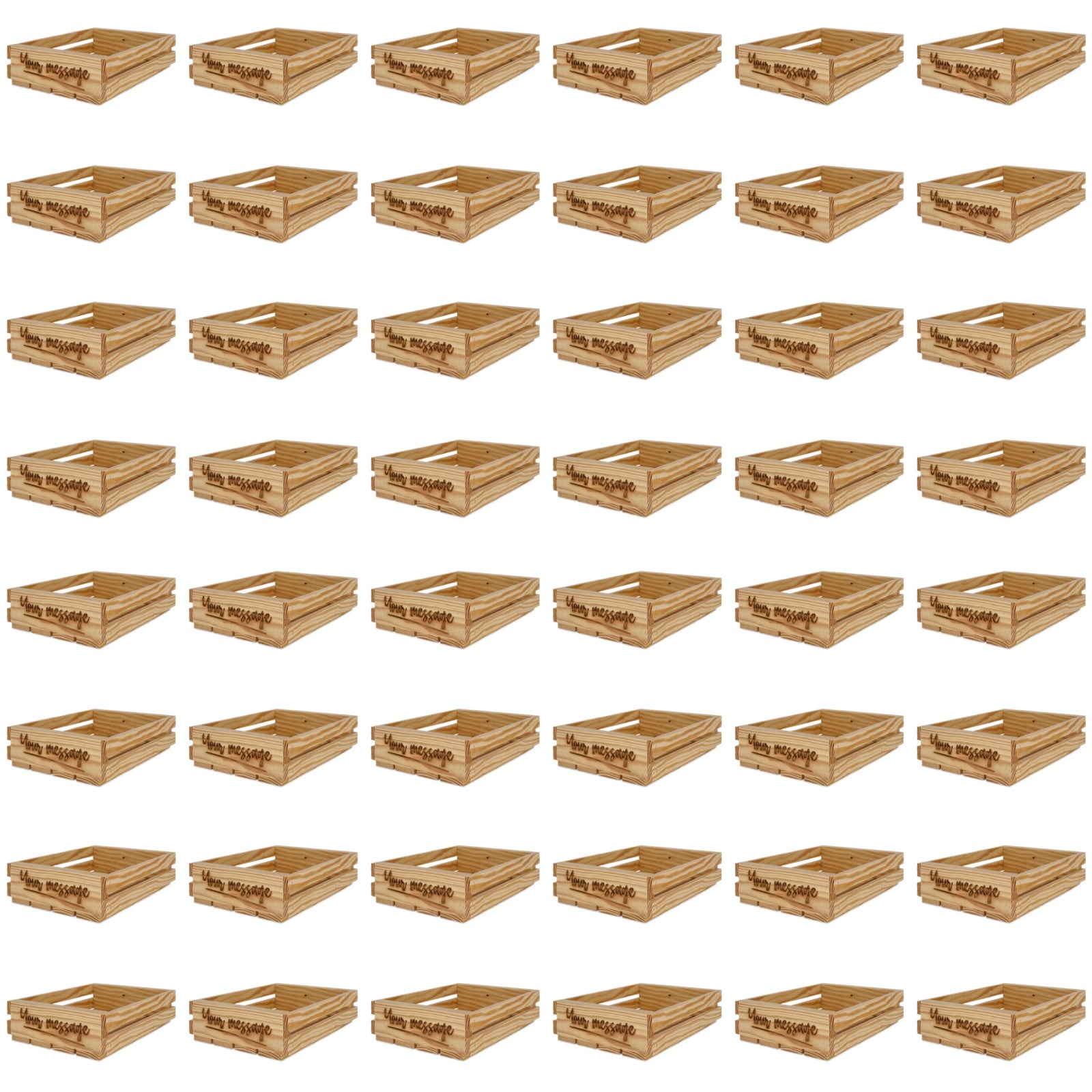 48 Small wooden crates with your message 10x8x2.5