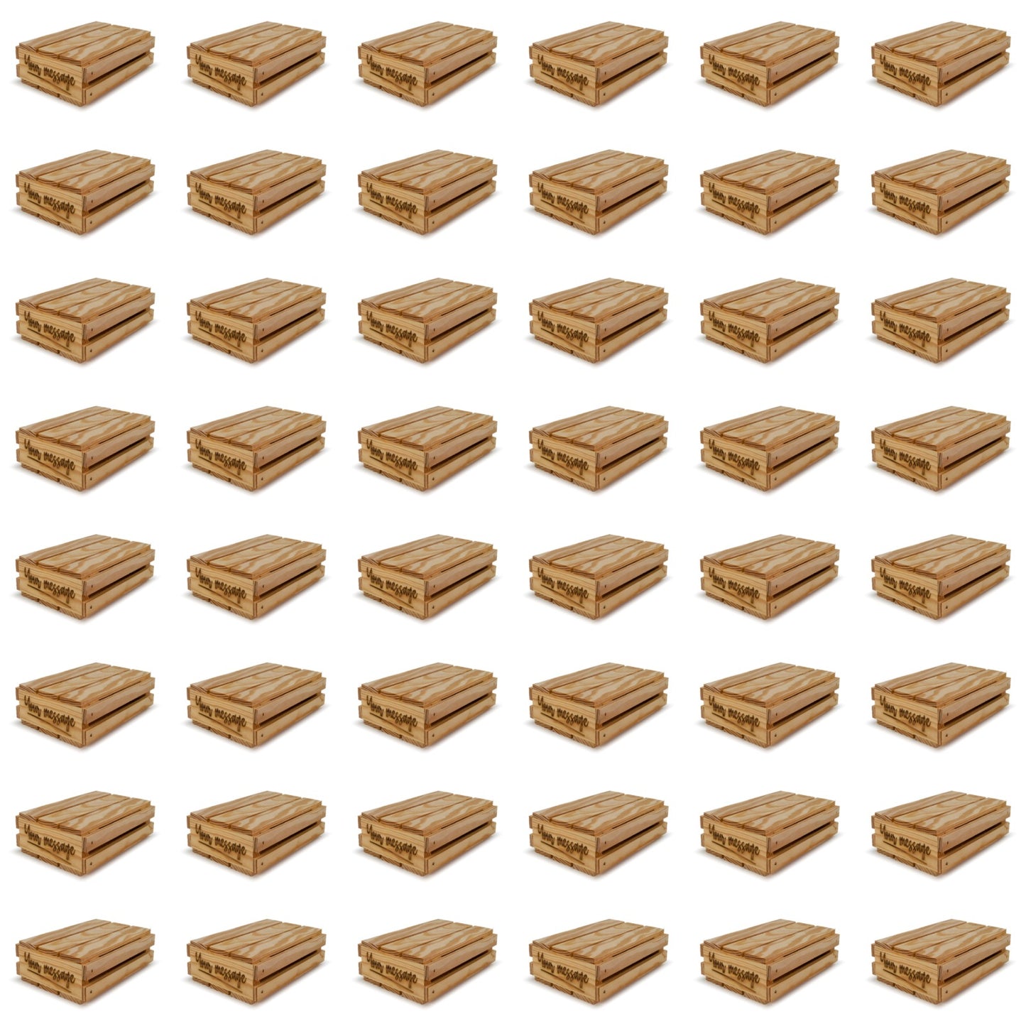 48 Small wooden crates with lid and your custom message 8x6x2.5