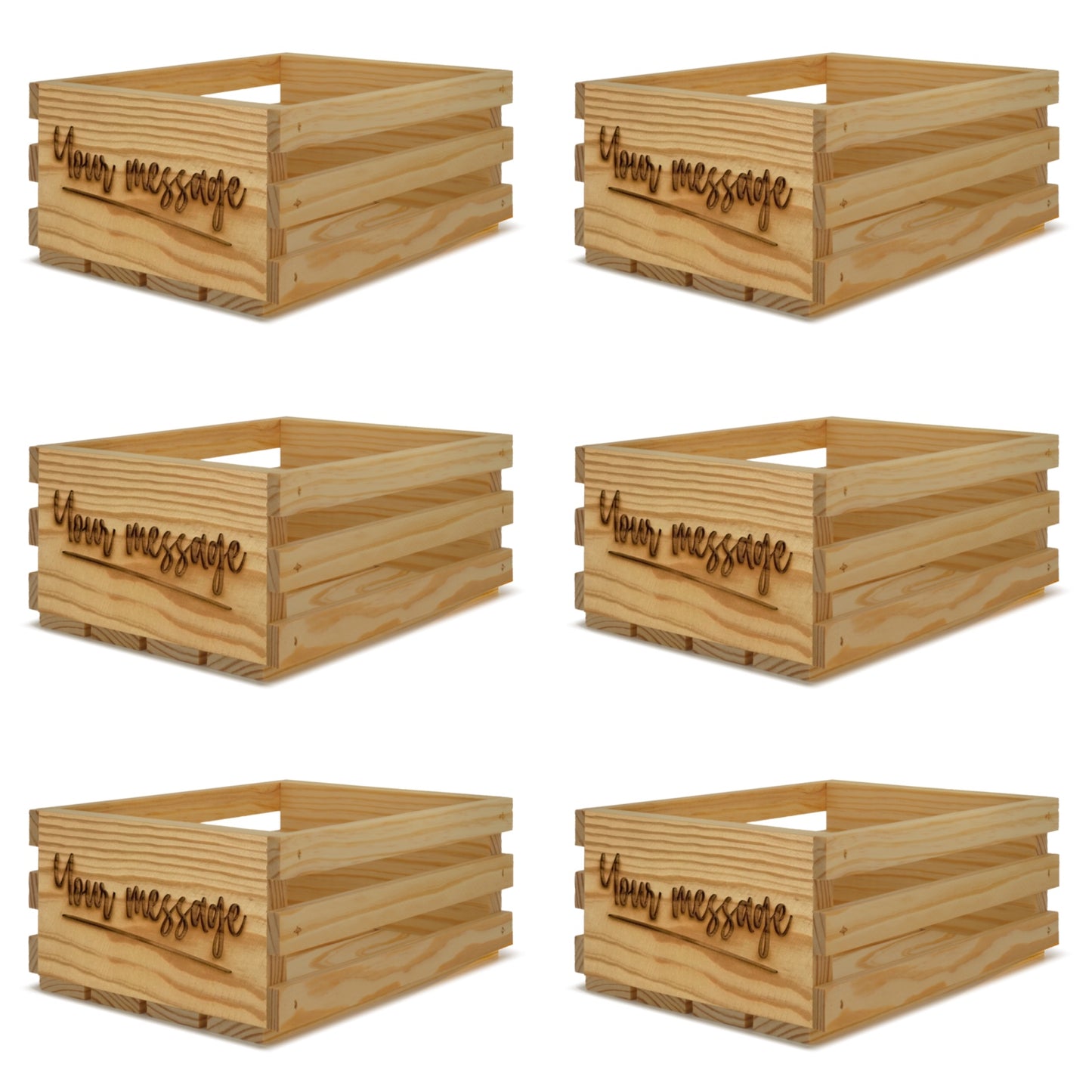 6 Small wooden crates 10x8x4.5 with your custom message