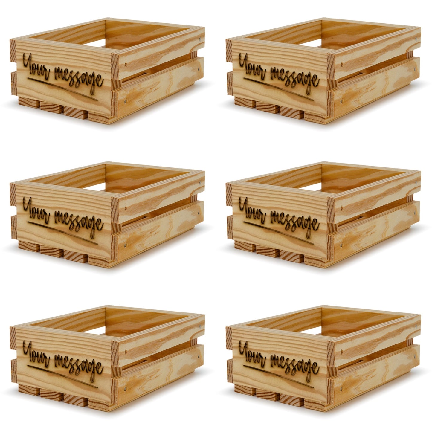 6 Small wooden crates 6x5x2.5 your message included