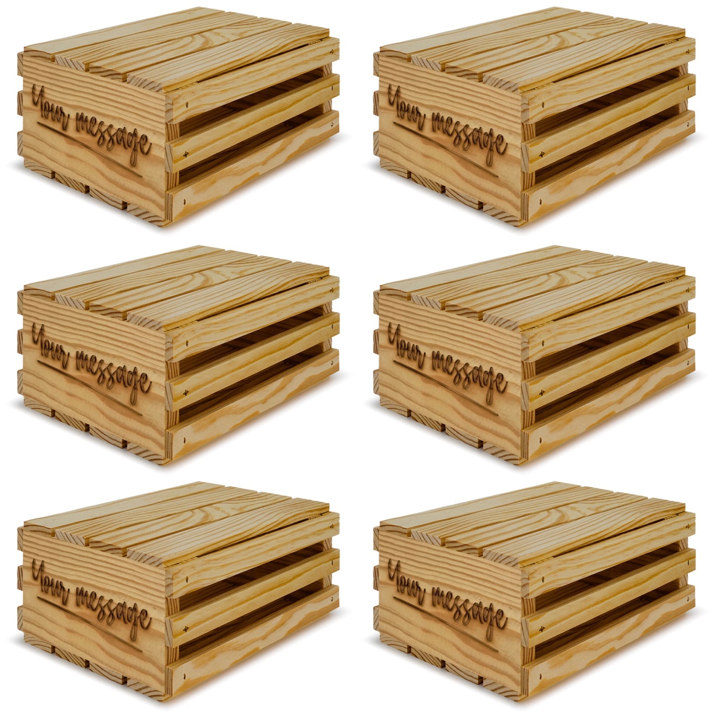 6 Small wooden crates with lid and your custom message 10x8x4.5
