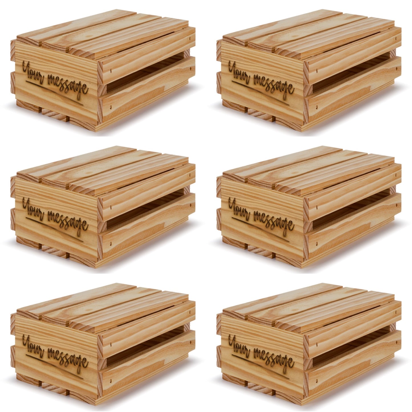 6 Small wooden crates with lid and your custom message 8x6x3.5