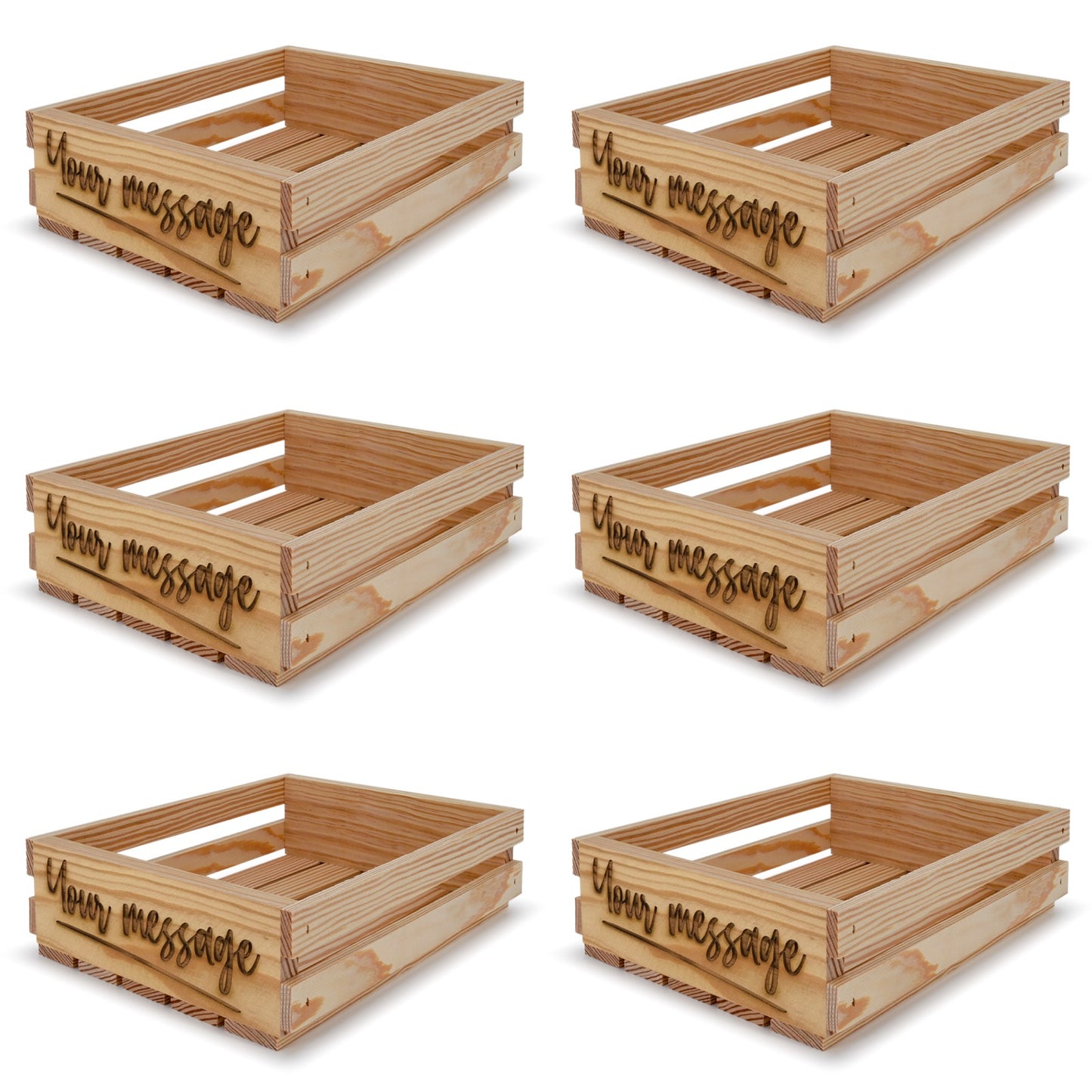 6 Small wooden crates 12x10x3.5 your message included