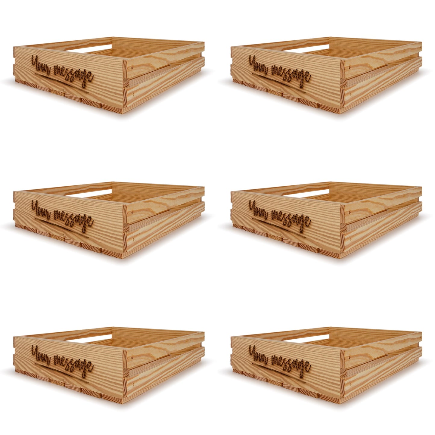 6 Small wooden crates 16x14x3.5 your message included
