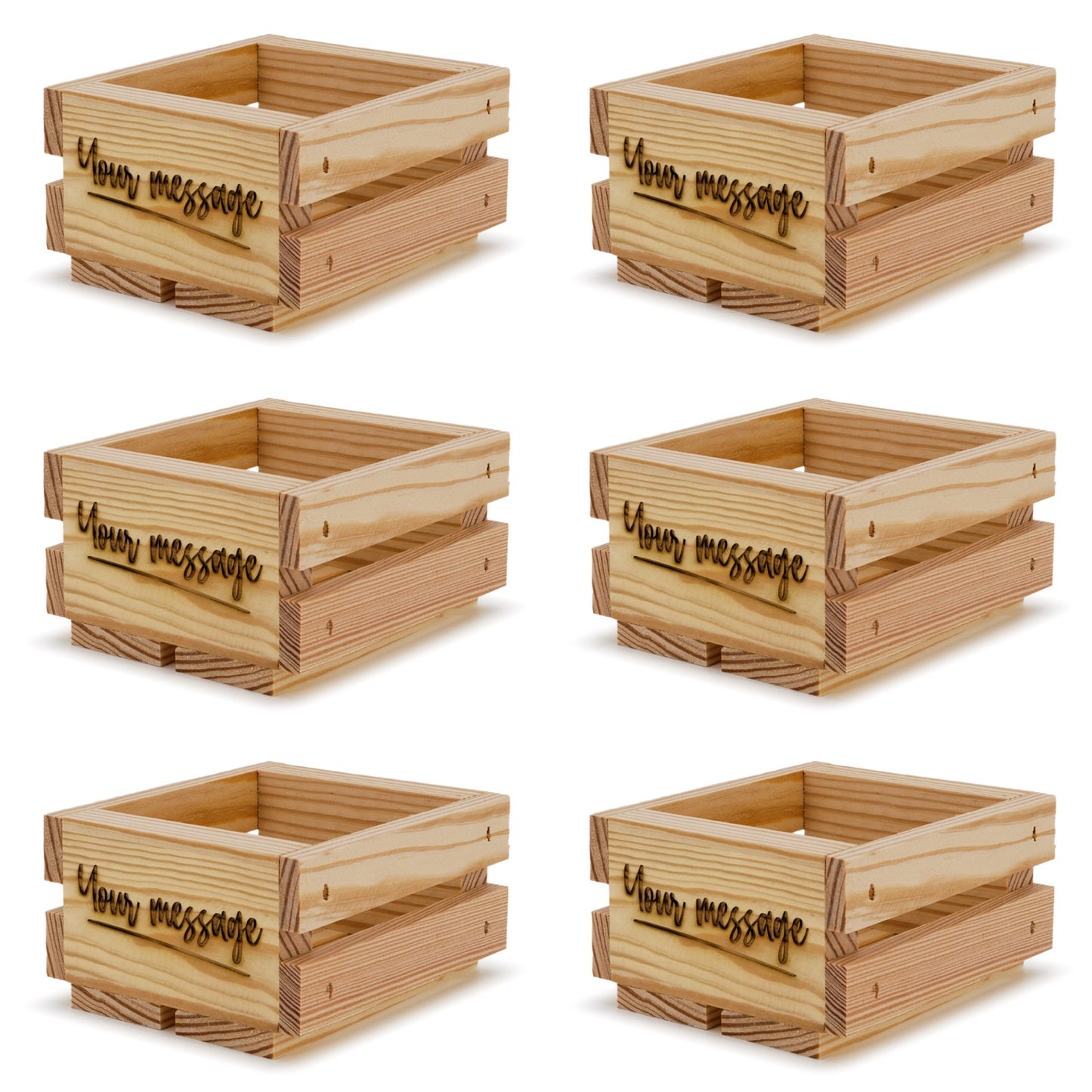 6 Small wooden crates 4x4x2.5 your message included