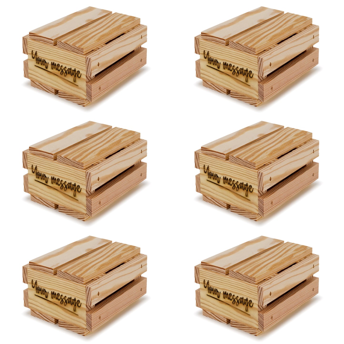 6 Small wooden crates with lid and you custom message 4x4x2.5