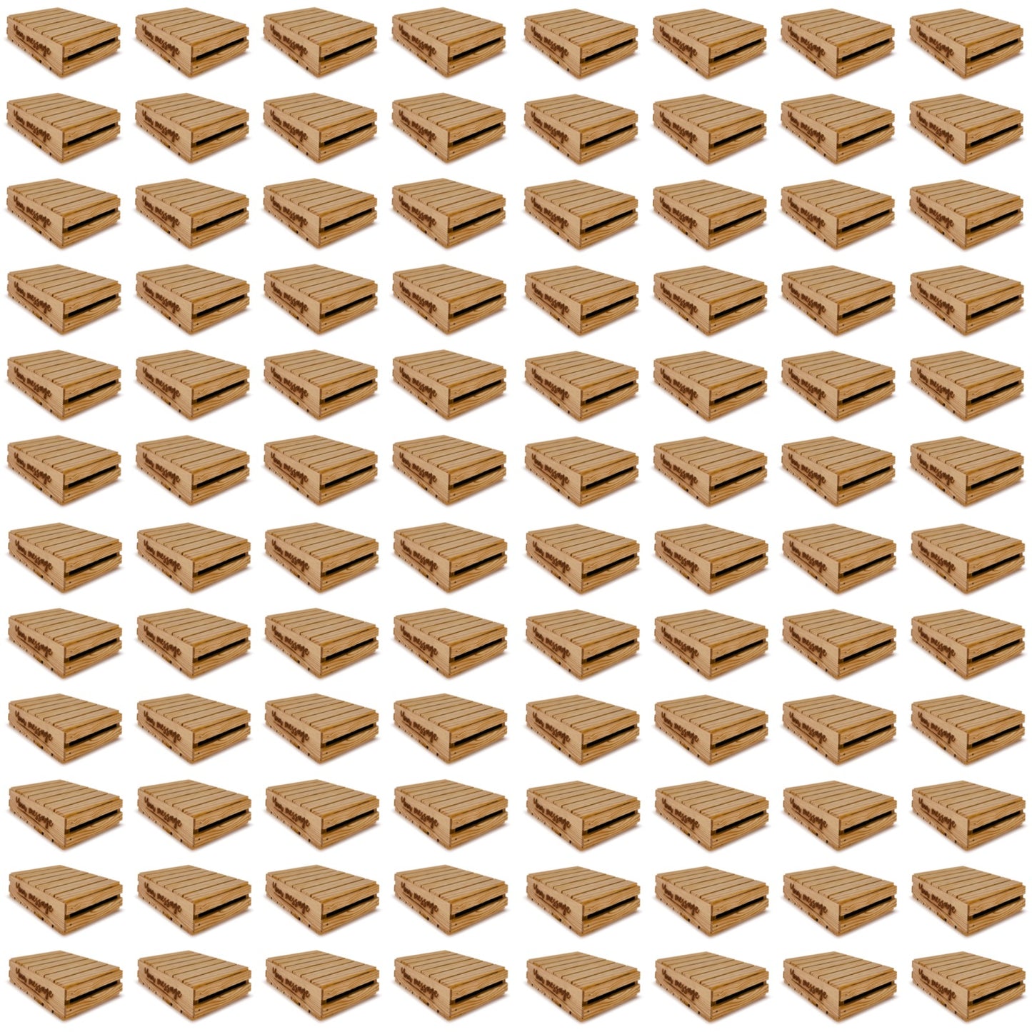 96 Small wooden crates with lid and your custom message 9x14x3.5