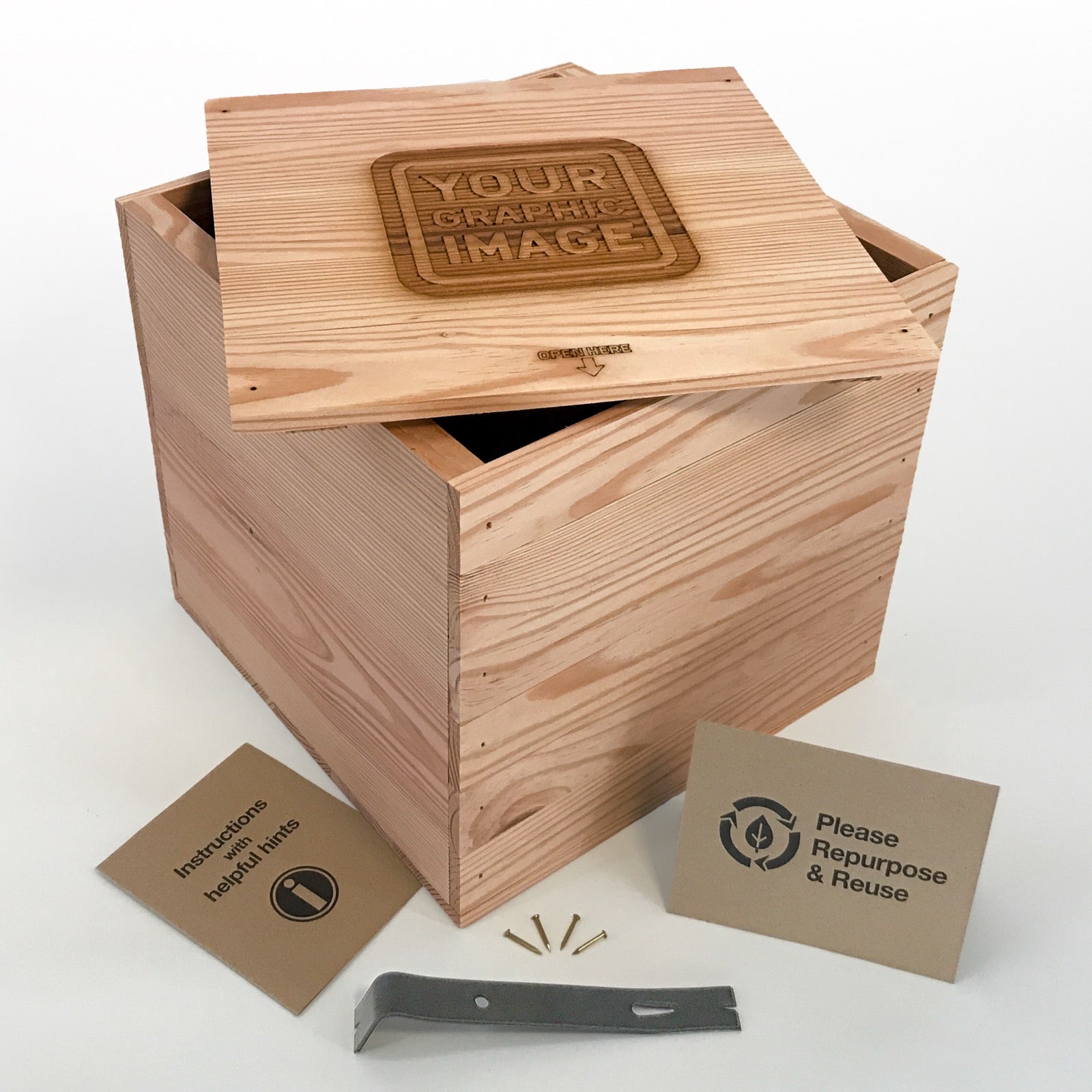 Custom Engraved Eco-Friendly Wooden Influencer Box 10.25x11.125x10.5 ...