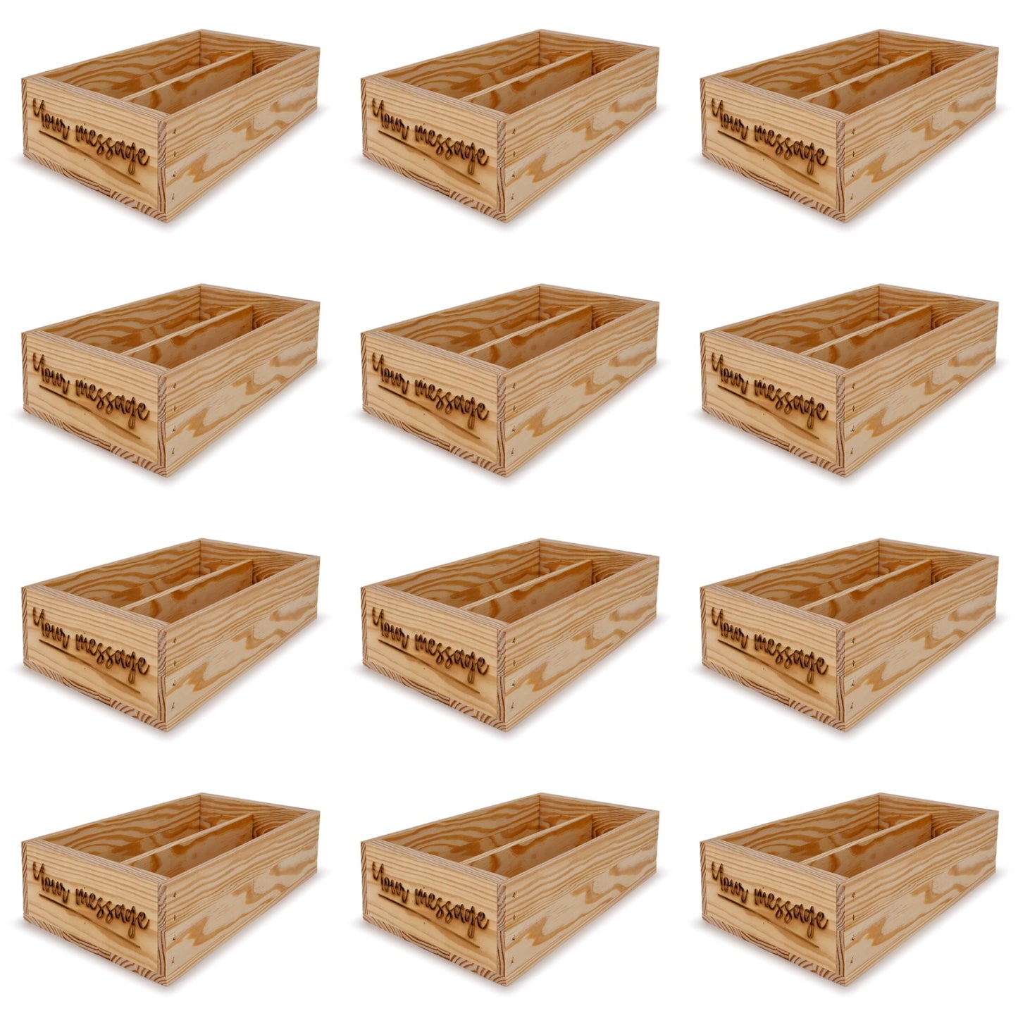 12-2 Bottle wine crates with custom message 13x7.5x3.5