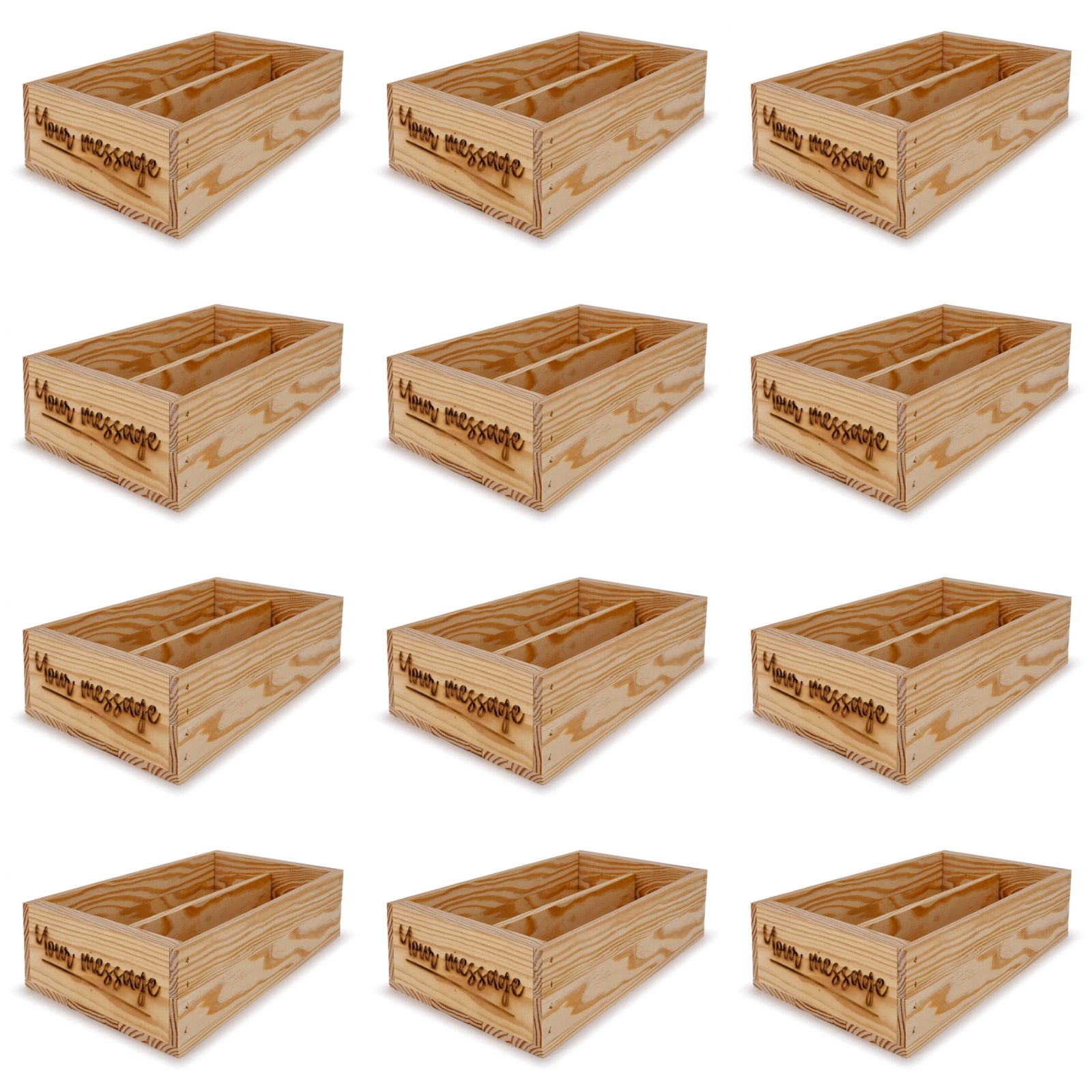 12-2 Bottle wine crates with custom message 13x7.5x3.5