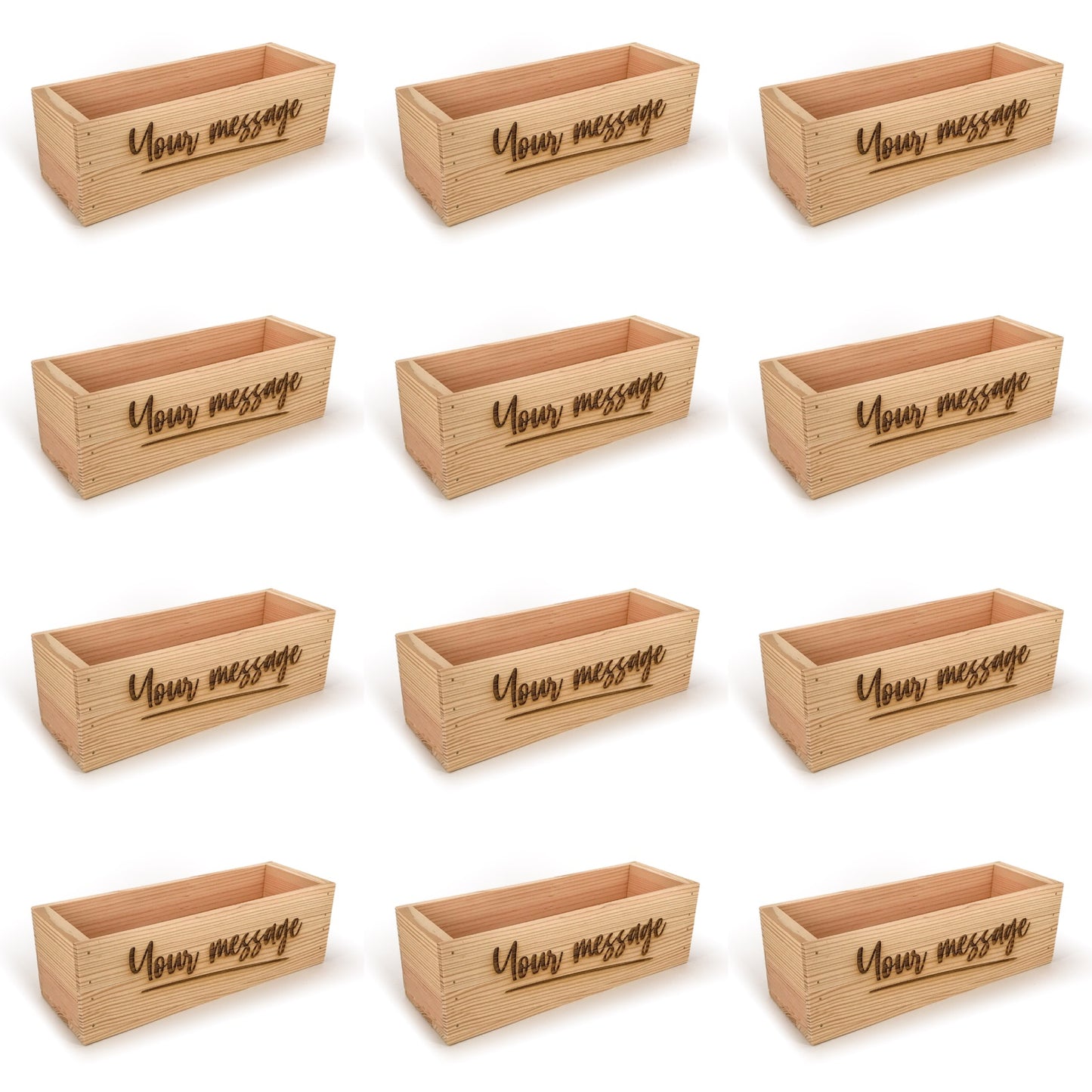 12 Single Bottle Wine Crate Box with Custom Message 14x4.5x4.5, 6-WB-14-4.5-4.5-ST-NW-NL,  12-WB-14-4.5-4.5-ST-NW-NL,  24-WB-14-4.5-4.5-ST-NW-NL,  48-WB-14-4.5-4.5-ST-NW-NL,  96-WB-14-4.5-4.5-ST-NW-NL