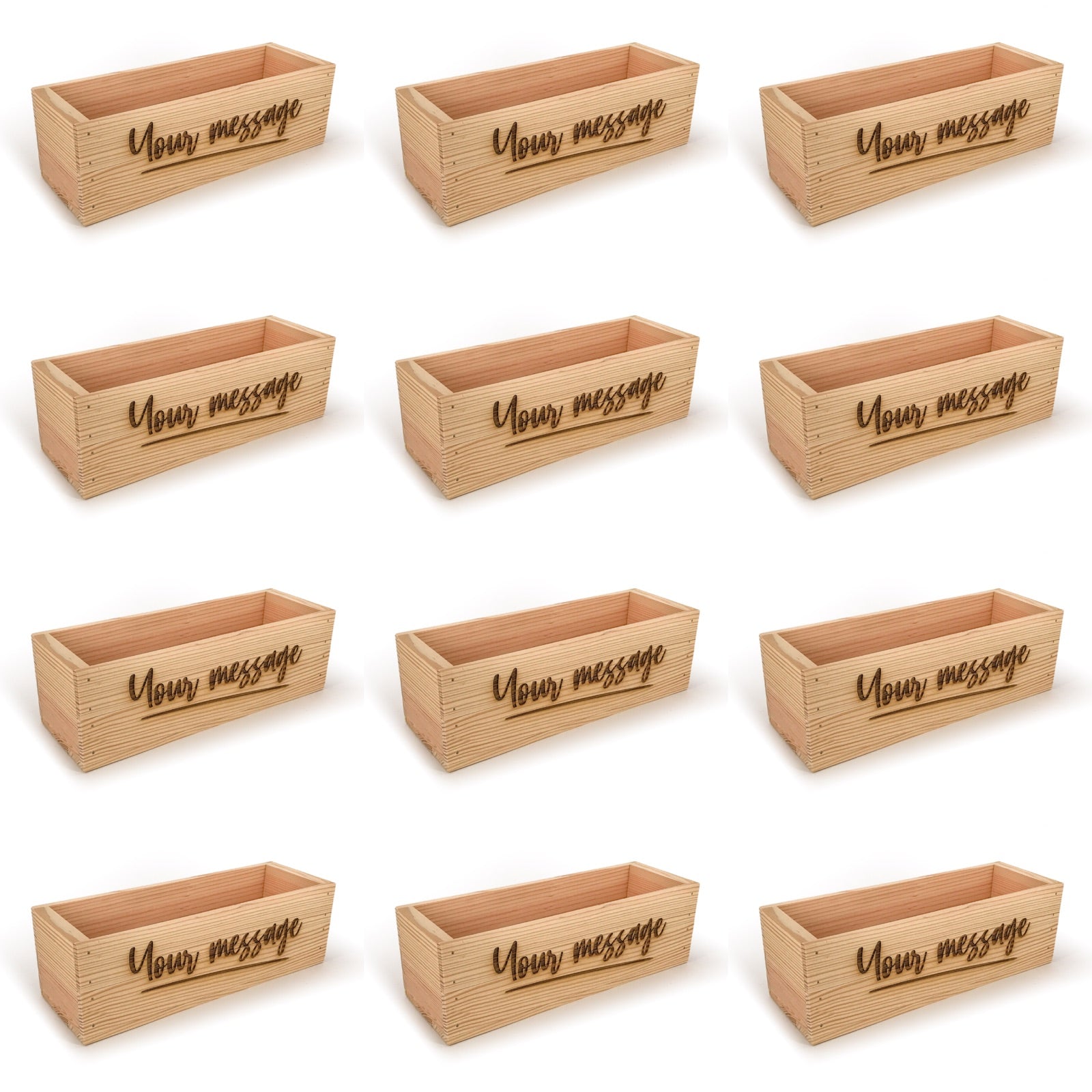 12 Single Bottle Wine Crate Box with Custom Message 14x4.5x4.5