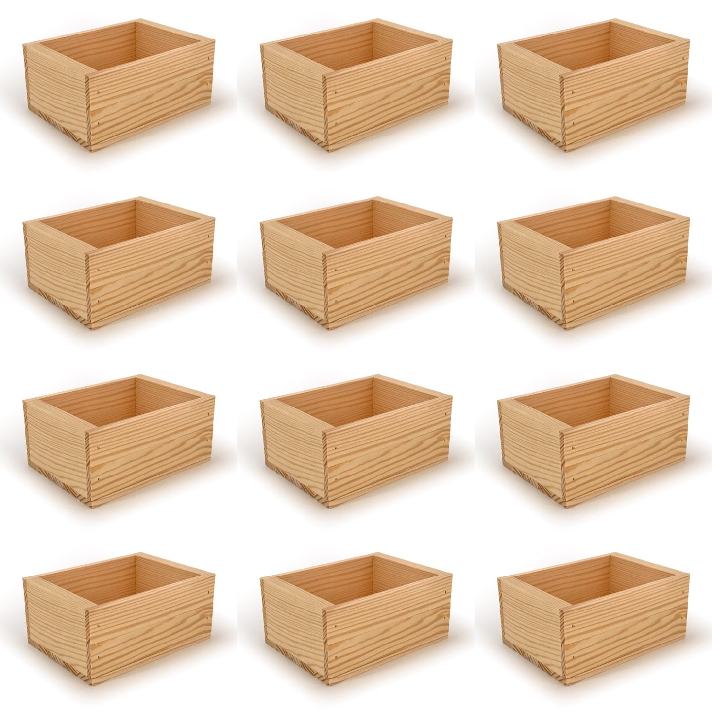 12 Small wooden crate boxes 7x5.5x3.5