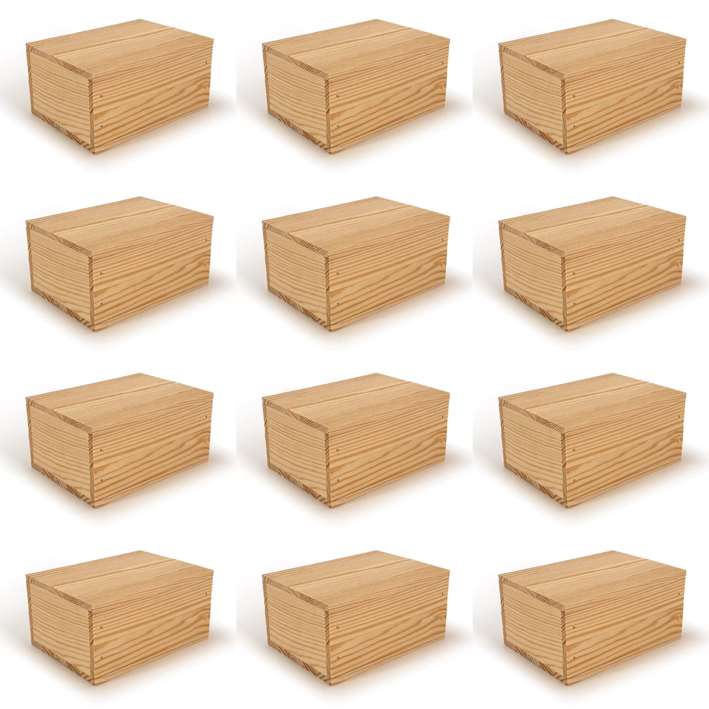 12 Small wooden crate boxes with lid 7x5.5.3.5