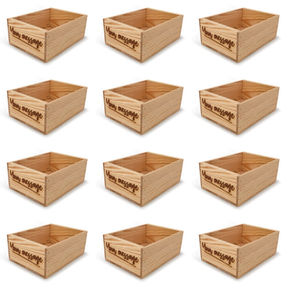 12 Small wooden crates with custom message 10x8x4.25