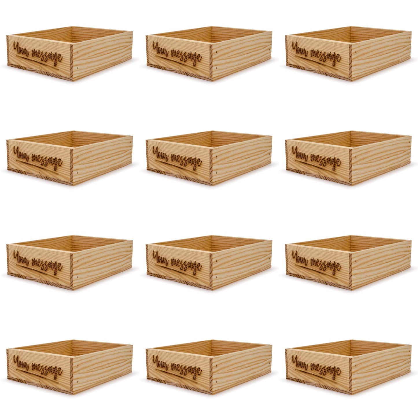 12 Small wooden crates with custom message 12x9.75x3.5