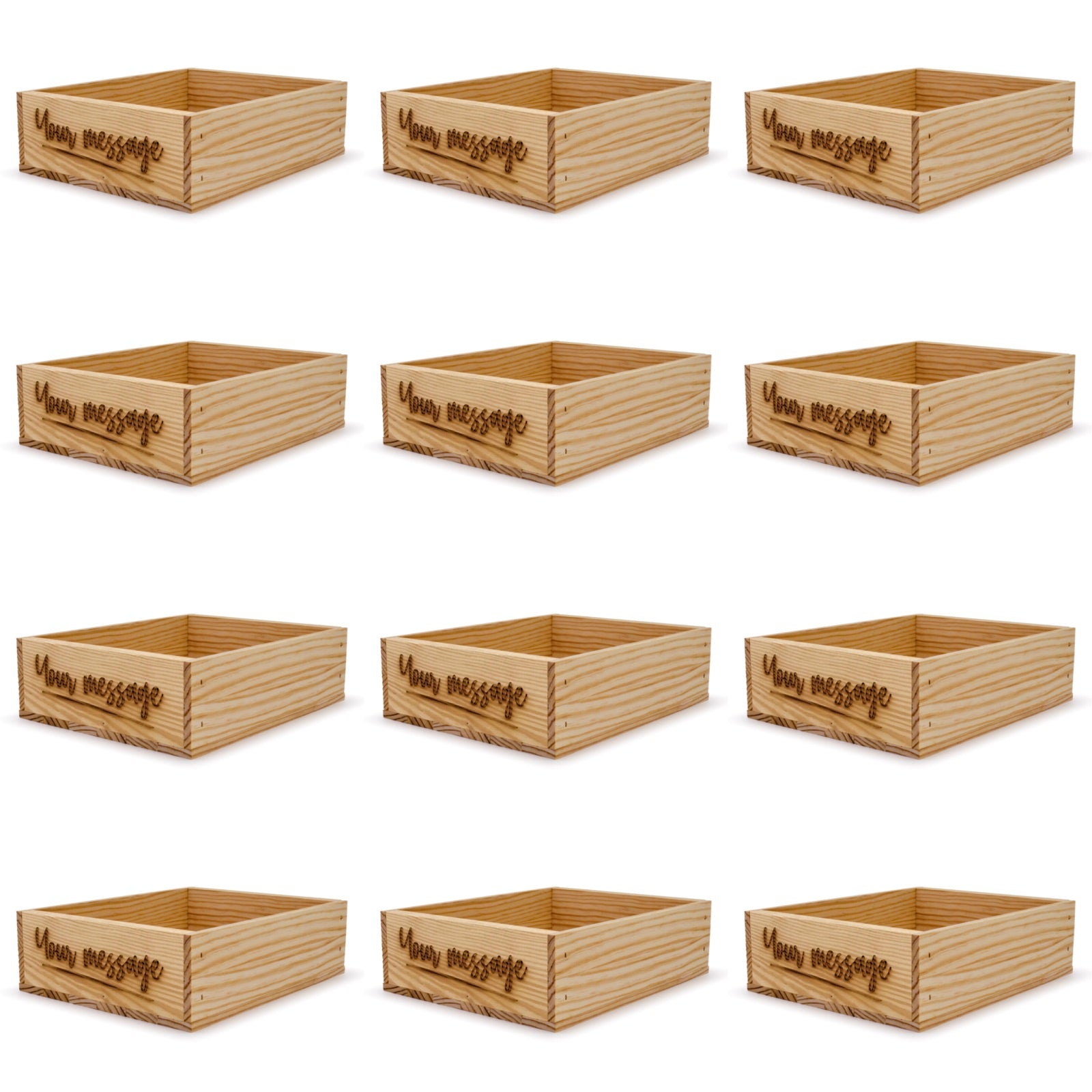 12 Small wooden crates with custom message 12x9.75x3.5