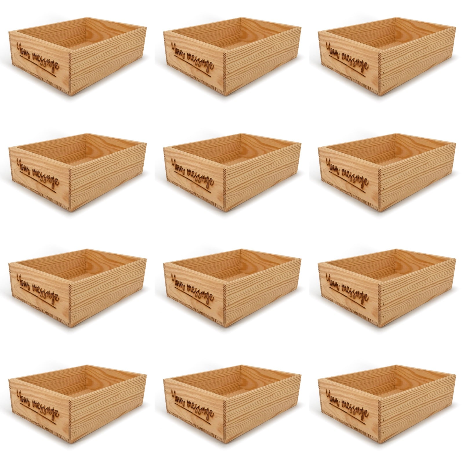 12 Small wooden crates with custom message 14x10x4.25