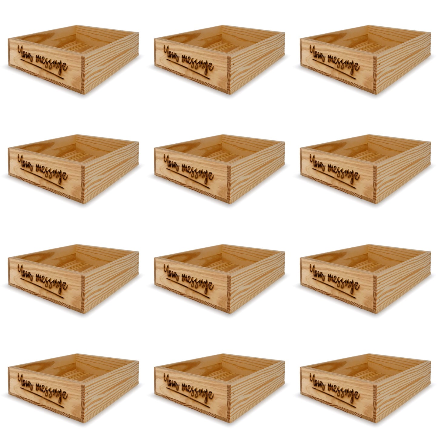 12 Small wooden crates with custom message 14x11.5x3.5