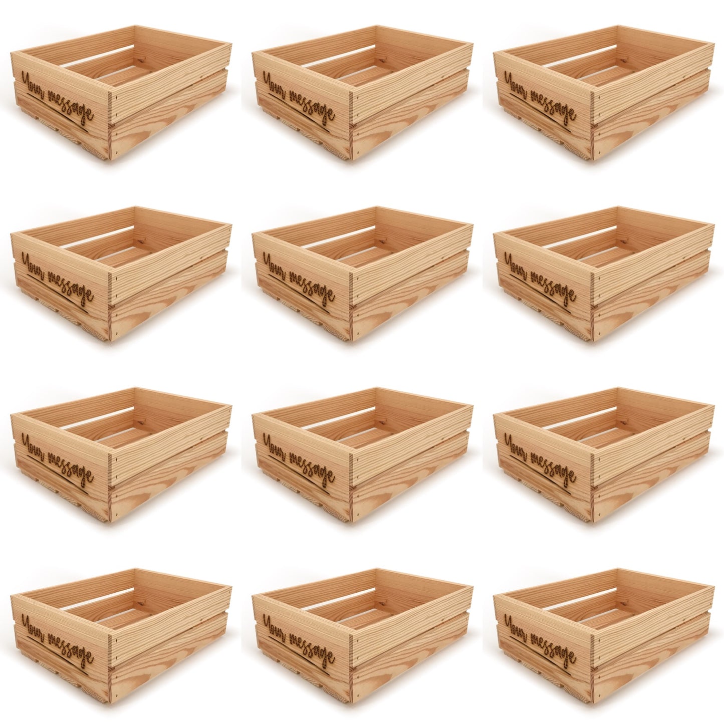 12 Small wooden crates with custom message 16x12x5.25
