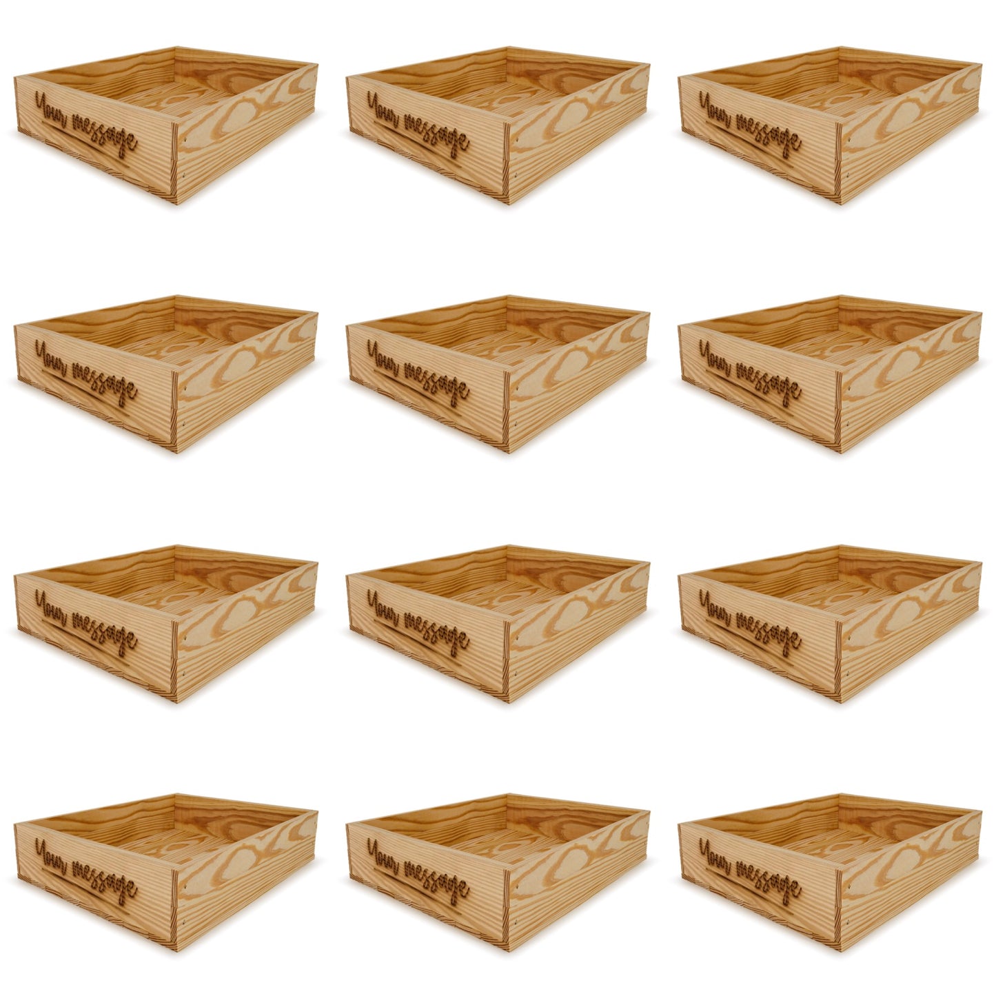 12 Small wooden crates with custom message 16x13.25x3.5