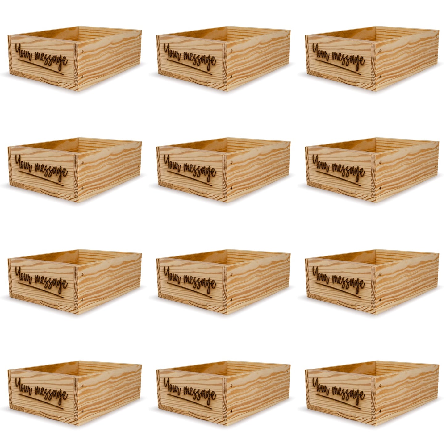 12 Small wooden crates with custom message 8x6.25x2.75