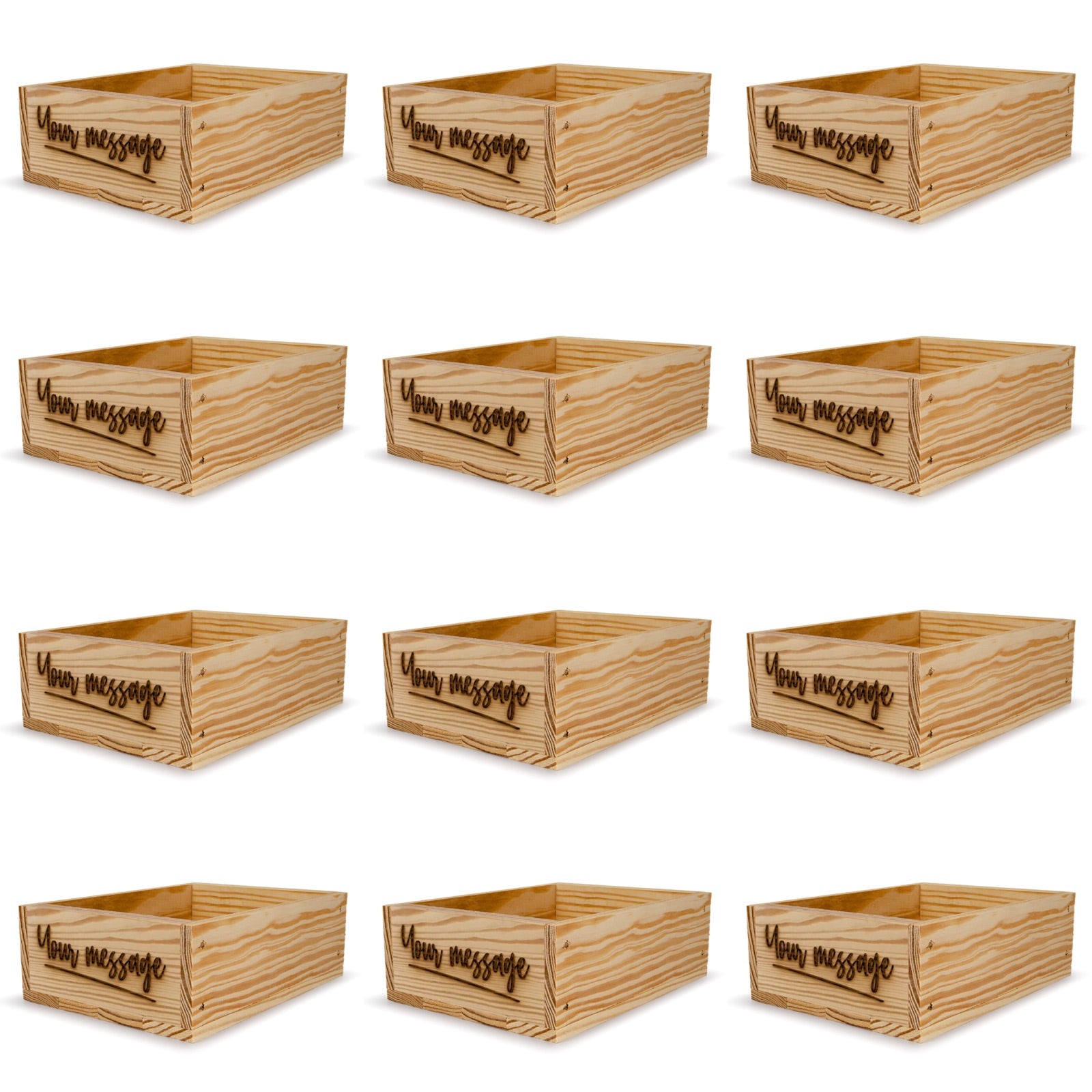 12 Small wooden crates with custom message 8x6.25x2.75