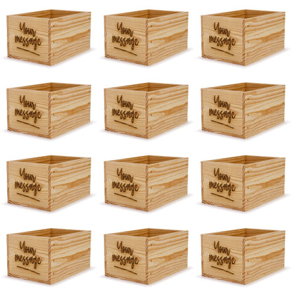 12 Small wooden crates with custom message 9x6.25x5.25