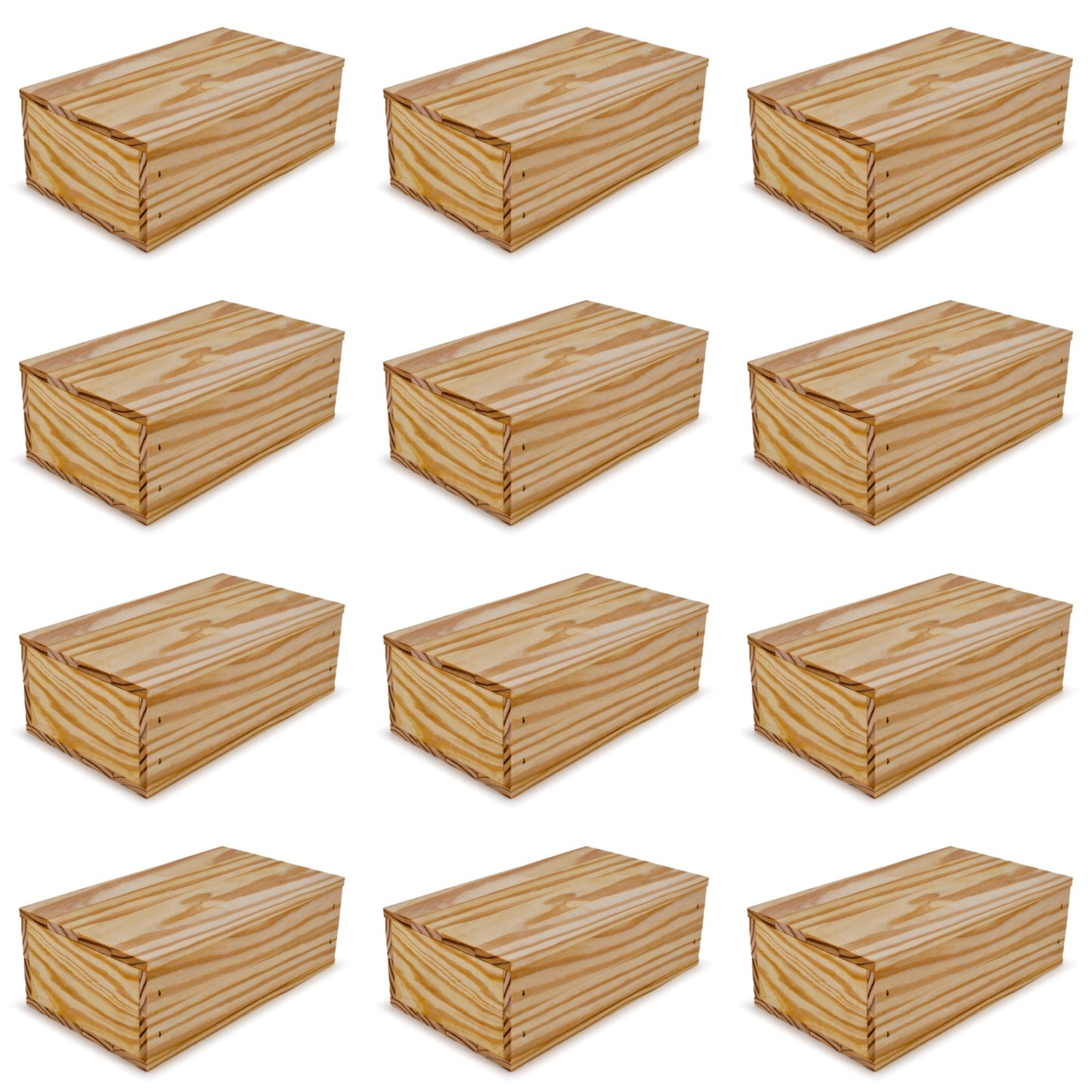 12 Small wooden crates with lid 11x6.25x3.5