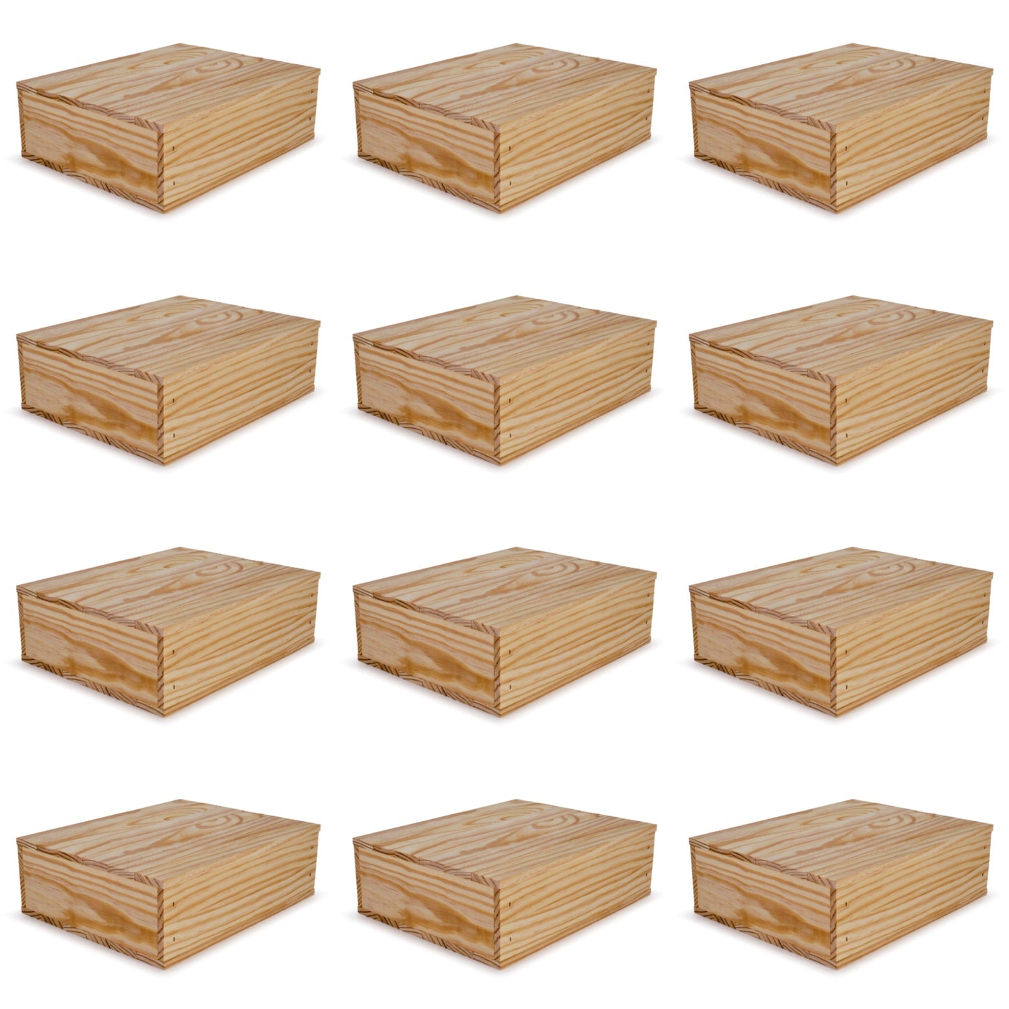 12 Small wooden crates with lid 12x9.75x3.5