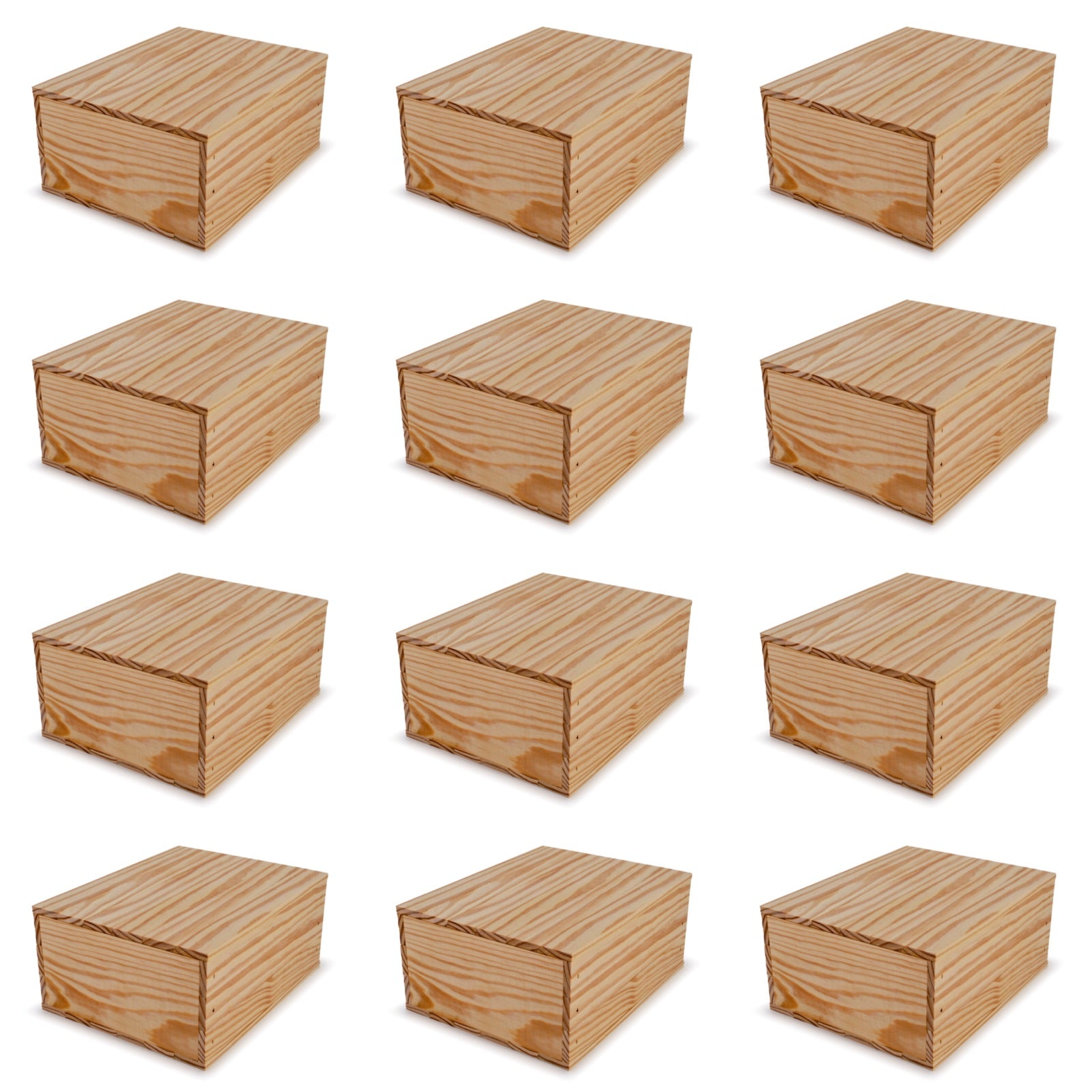 12 Small wooden crates with lid 12x9.75x5.25