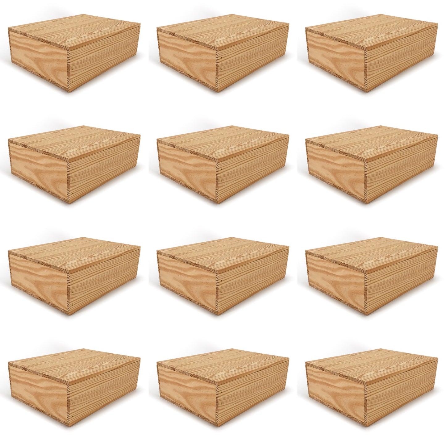 12 Small wooden crates with lid 14x10x4.25