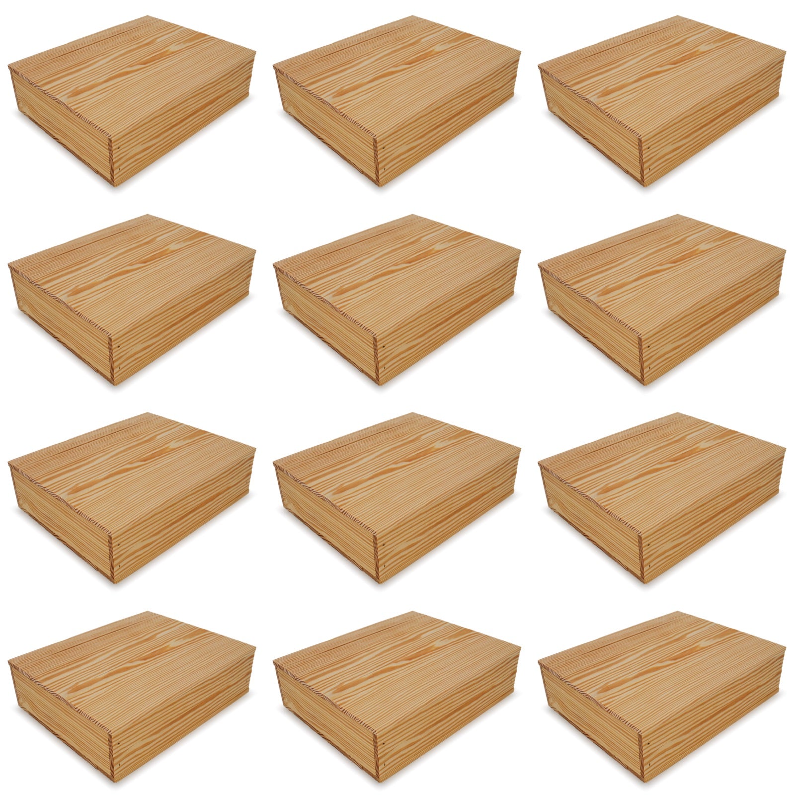 12 Small wooden crates with lid 14x11.5x3.5
