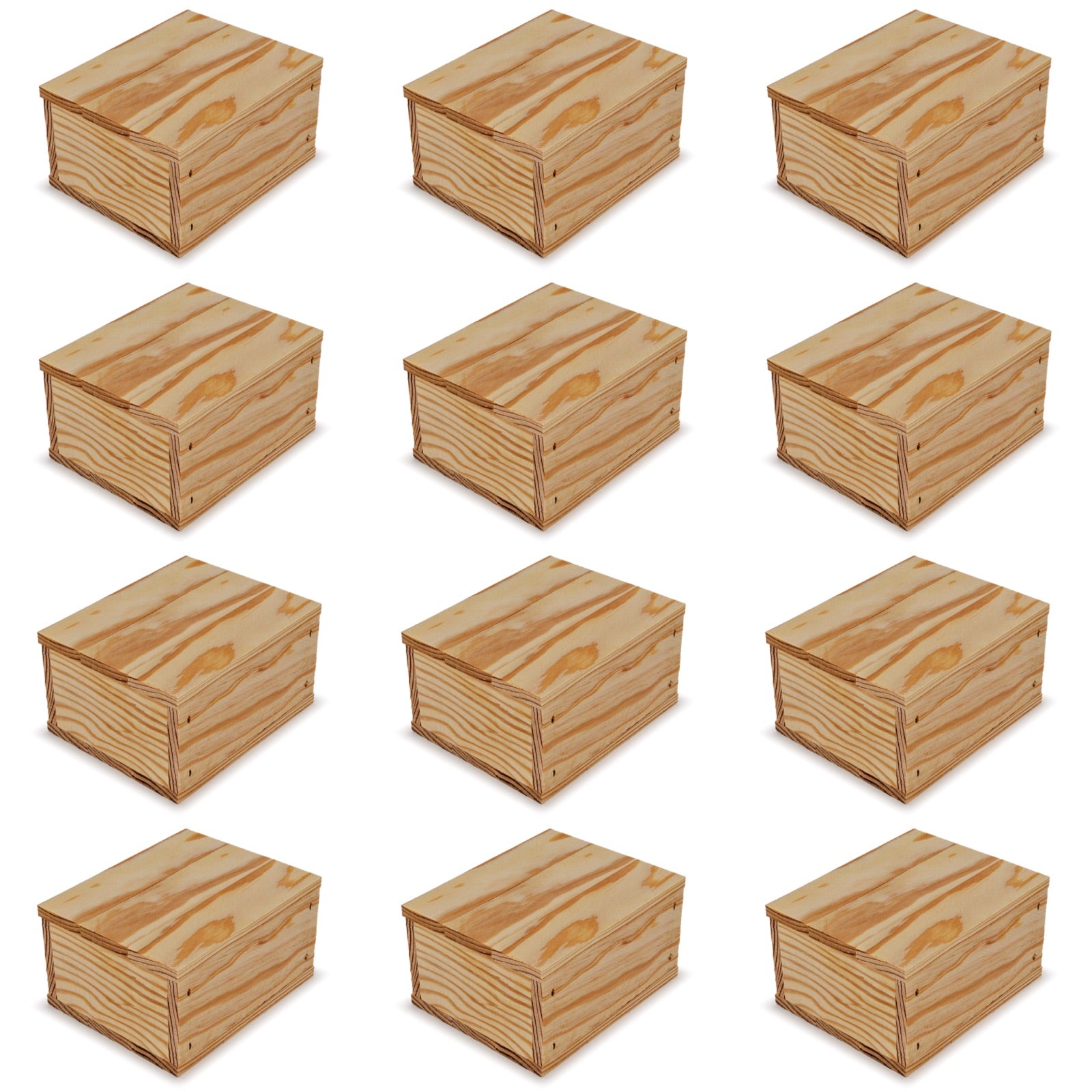12 Small wooden crates with lid 5x4.5x2.75