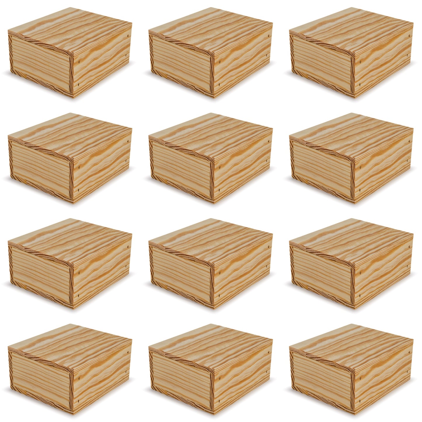 12 Small wooden crates with lid 6x5.5x2.75