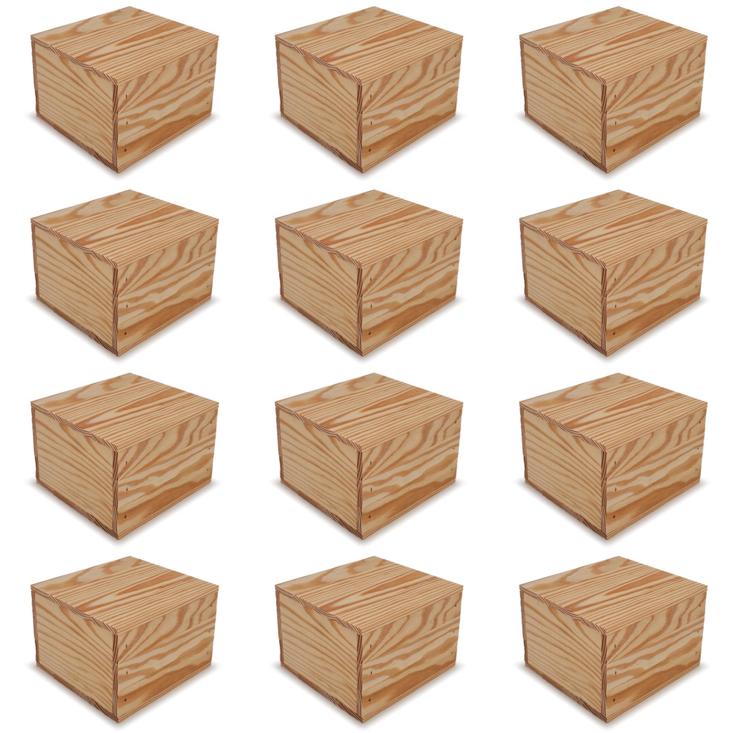 12 Small wooden crates with lid 6x6.25x5.25