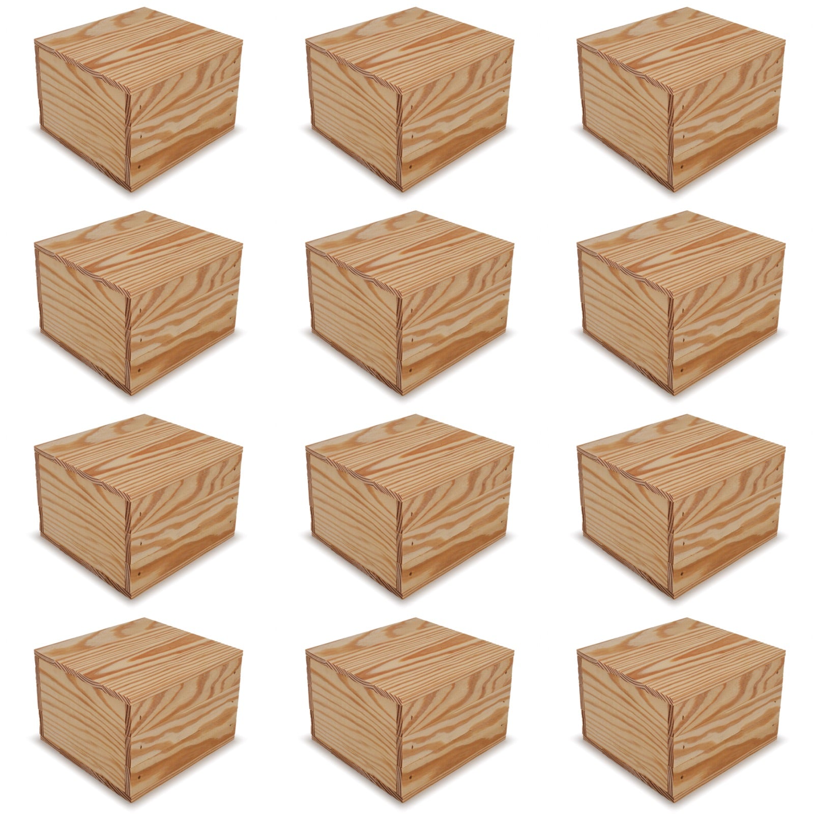 12 Small wooden crates with lid 6x6.25x5.25