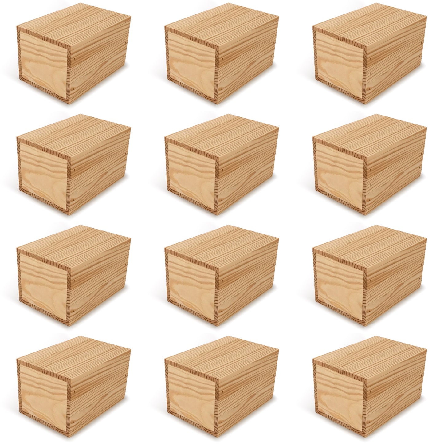 12 Small wooden crates with lid 7x5x4.25