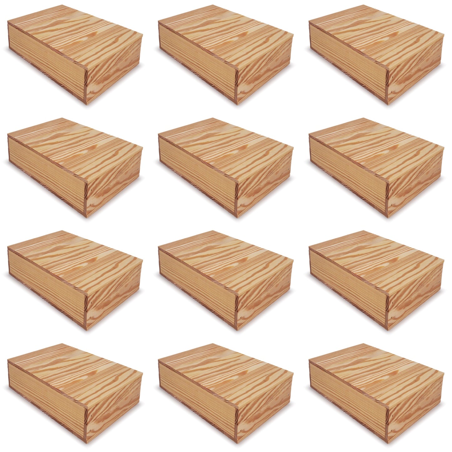 12 Small wooden crates with lid 8x13.25x3.5