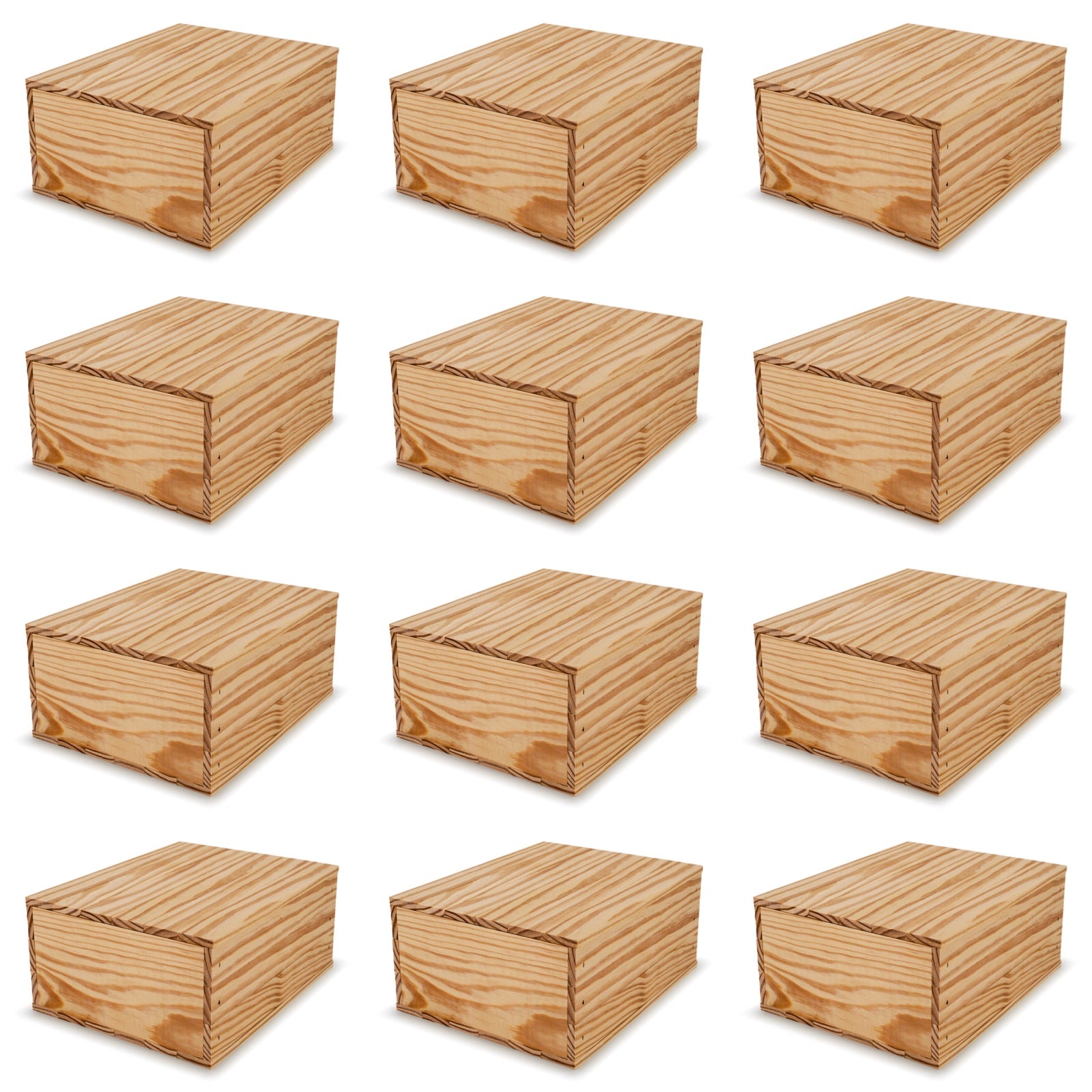 12 Small wooden crates with lid 9x8x3.5