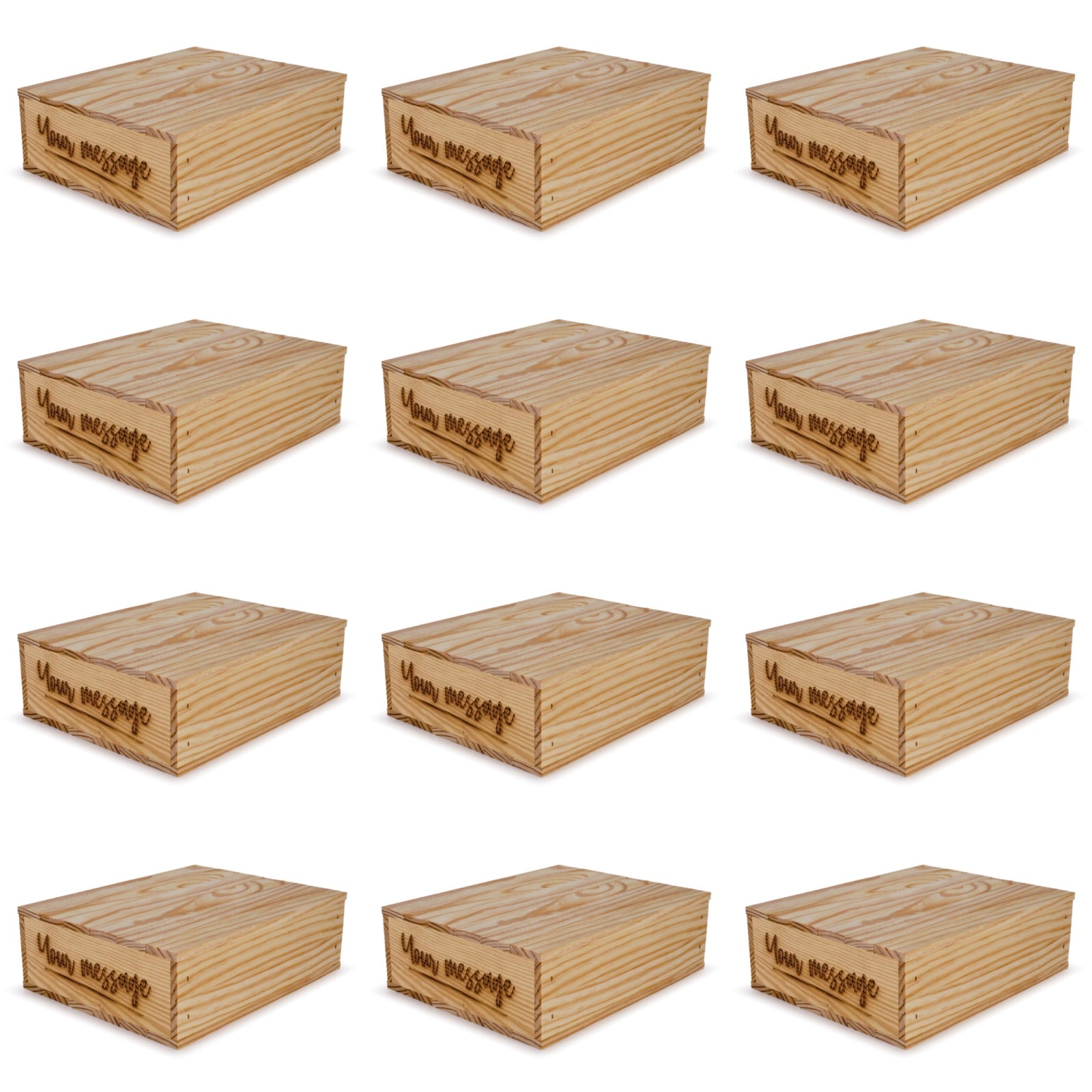 12 Small wooden crates with lid custom message 12x9.75x3.5