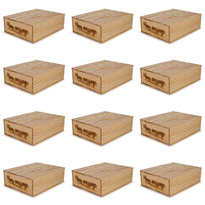 12 Small wooden crates with lid custom message 12x9.75x3.5