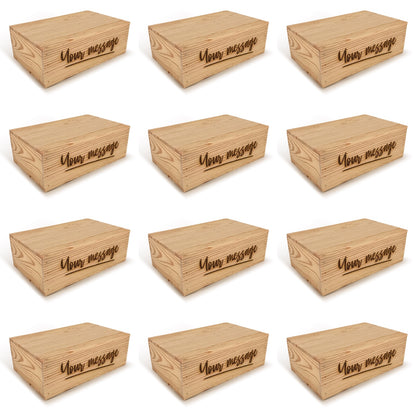 12 Two Bottle Wine Crate Boxes with Lid and Custom Message 14x9x4.5, 6-WB-14-9-4.5-ST-NW-LL,  12-WB-14-9-4.5-ST-NW-LL,  24-WB-14-9-4.5-ST-NW-LL,  48-WB-14-9-4.5-ST-NW-LL,  96-WB-14-9-4.5-ST-NW-LL