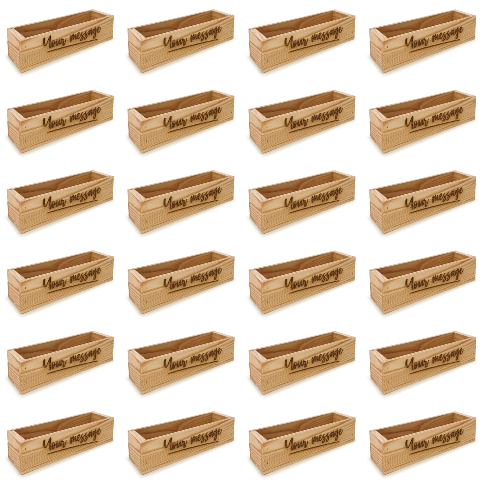 24 Single bottle wine crates with custom message 13x3.5x3.5