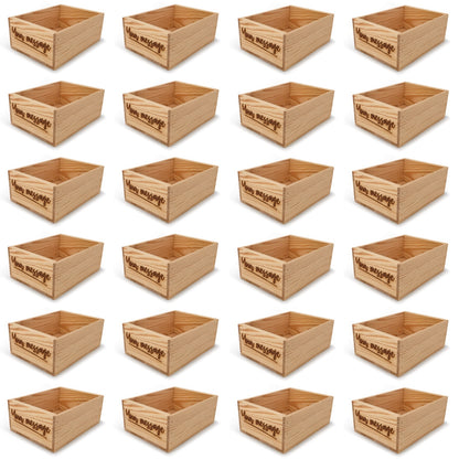 24 Small wooden crates with custom message 10x8x4.25