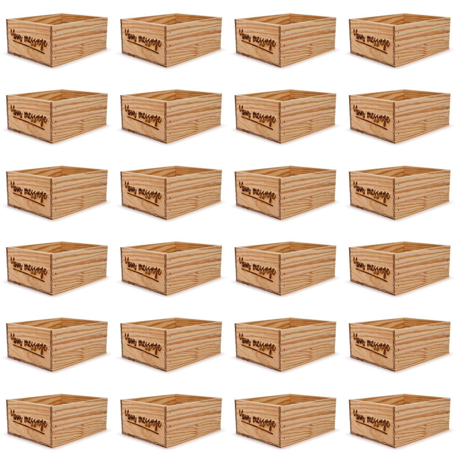 24 Small wooden crates with custom message 12x9.75x5.25