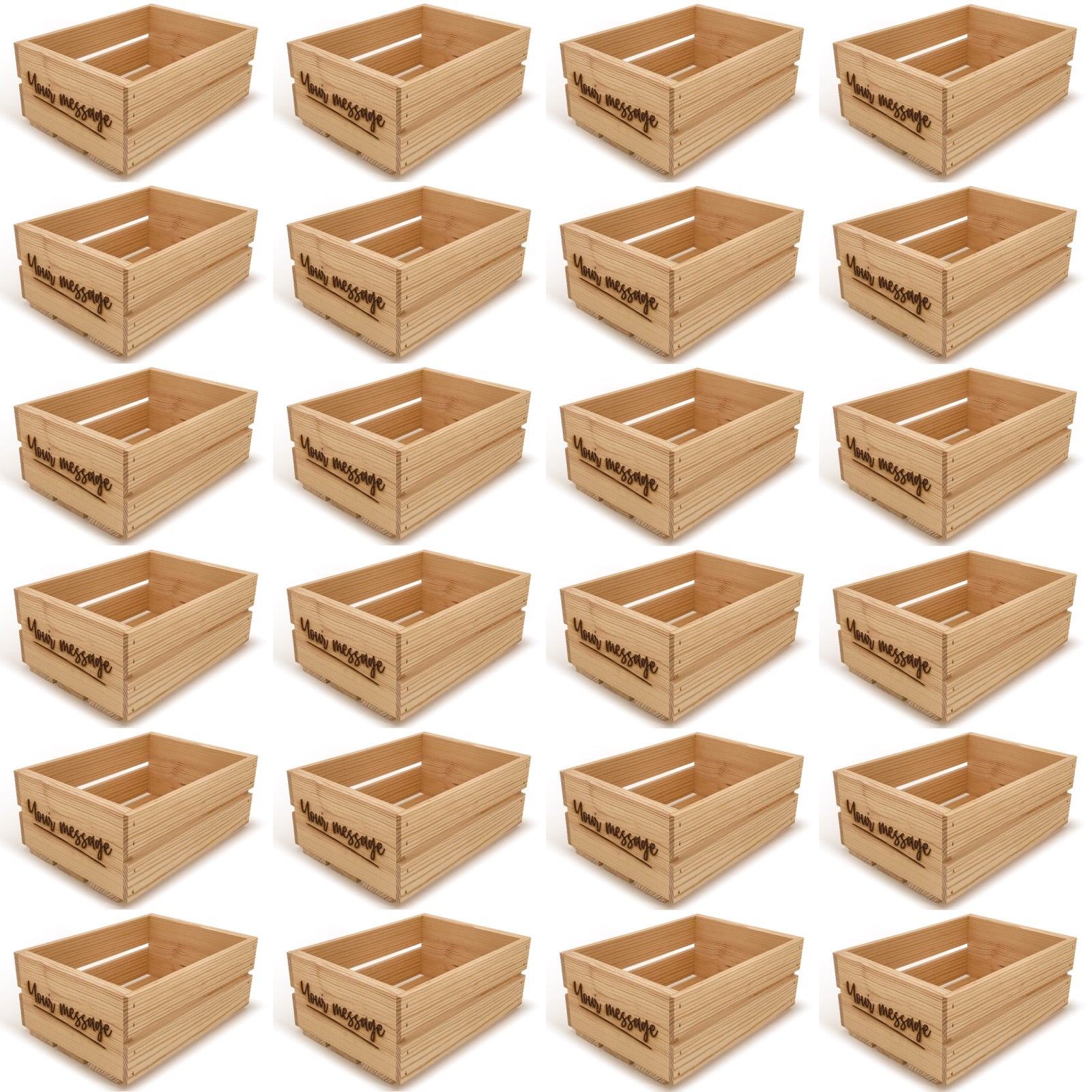 24 Small wooden crates with custom message 12x9x5.25, 6-WS-12-9-5.25-ST-NW-NL, 12-WS-12-9-5.25-ST-NW-NL, 24-WS-12-9-5.25-ST-NW-NL, 48-WS-12-9-5.25-ST-NW-NL, 96-WS-12-9-5.25-ST-NW-NL